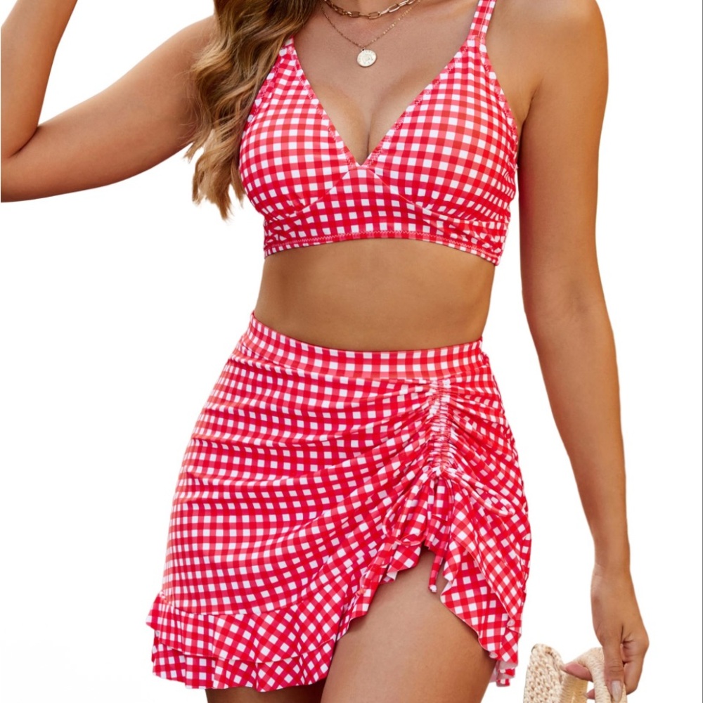 Red Gingham Bikini Set